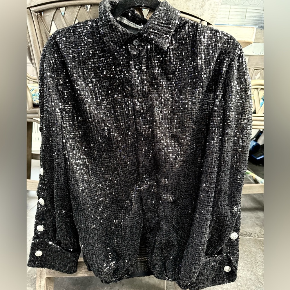 New Women’s sequence black lightweight jacket or top large